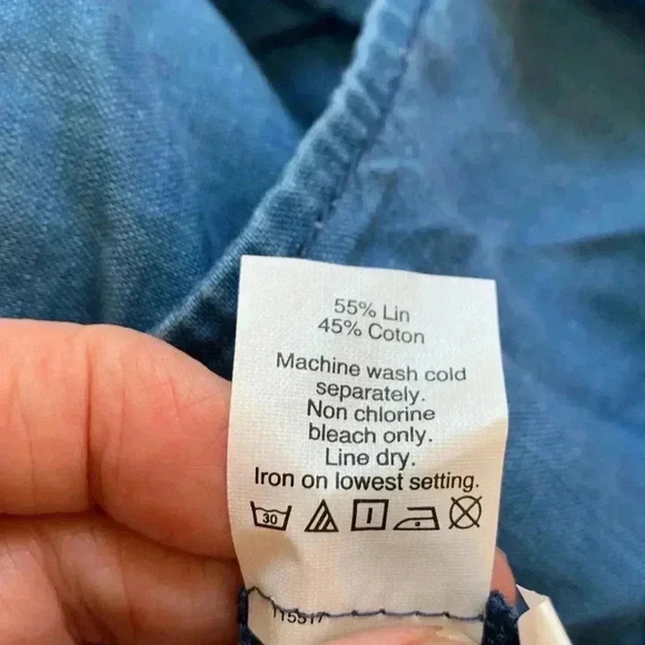 Madewell NWT  deep indigo, cotton/linen shorts with elastic waist band. - Picture 5 of 6